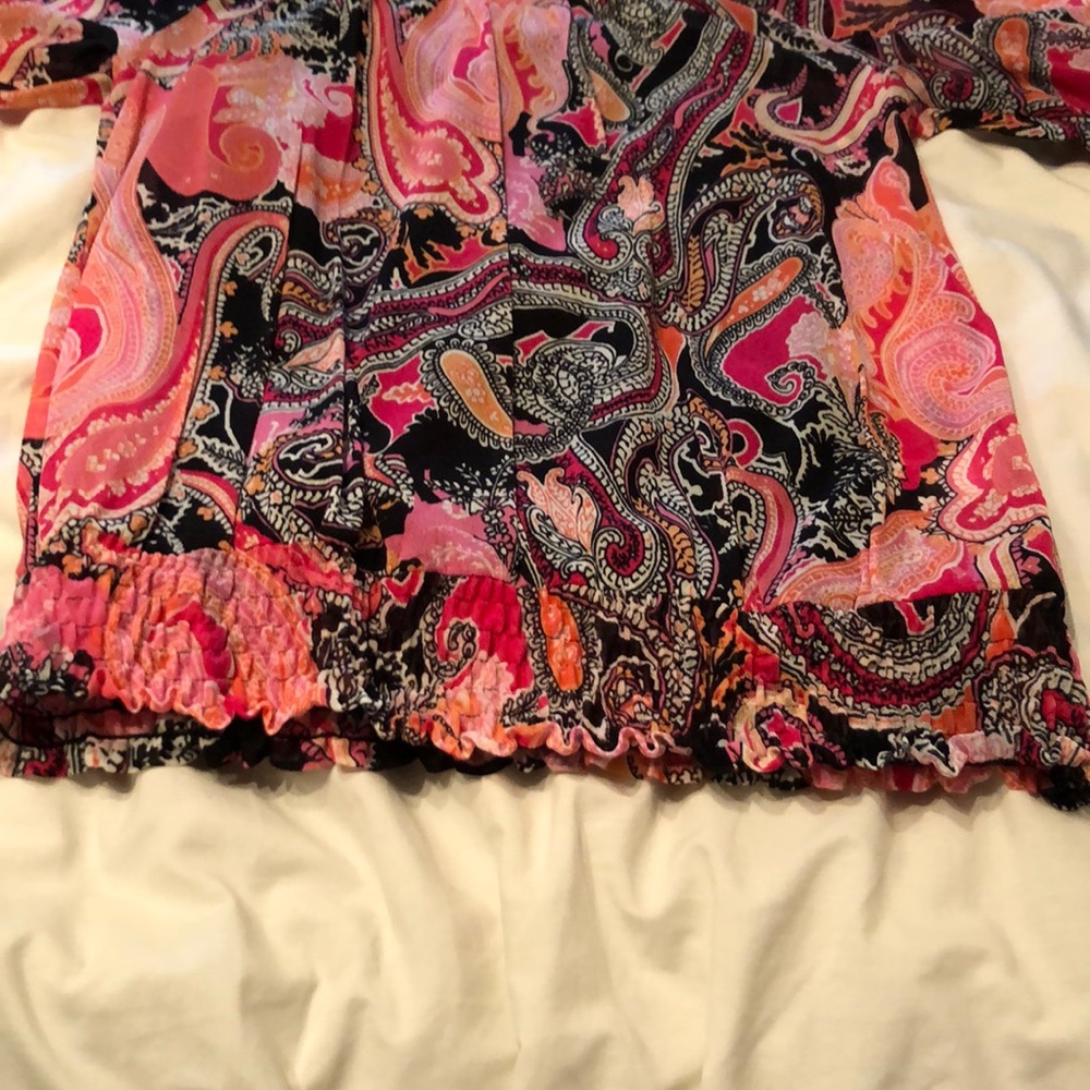 Apt 9 Pink/ Black Paisley print blouse w/tank XS - Picture 3 of 7